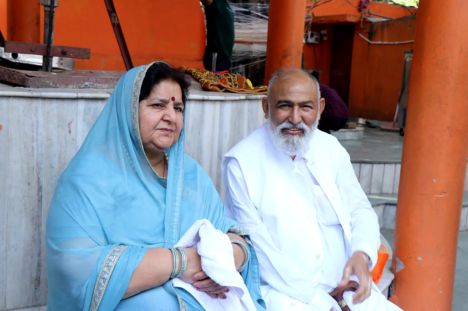 Guru Maa and Guruji resting in the mandap