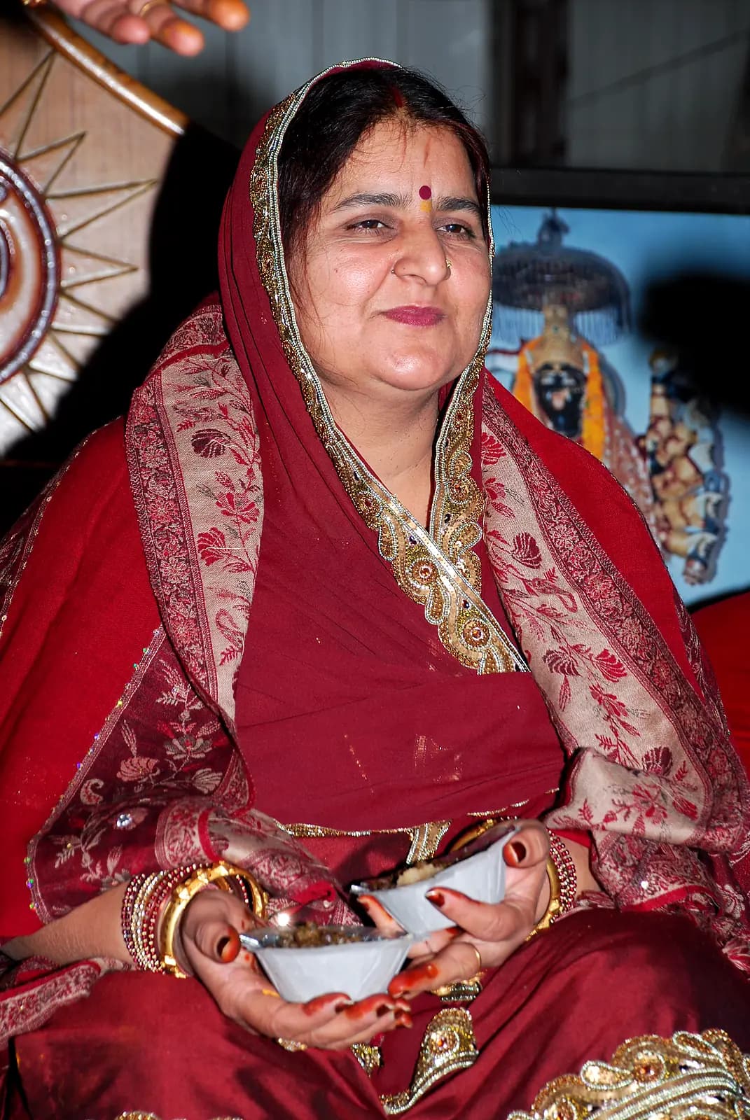 Guru Maa with the aarti thali