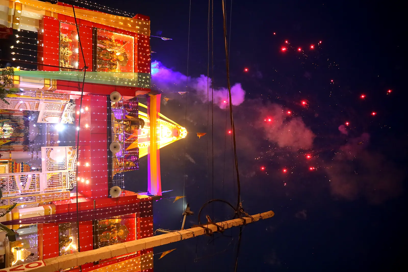 Fireworks lighting the night sky