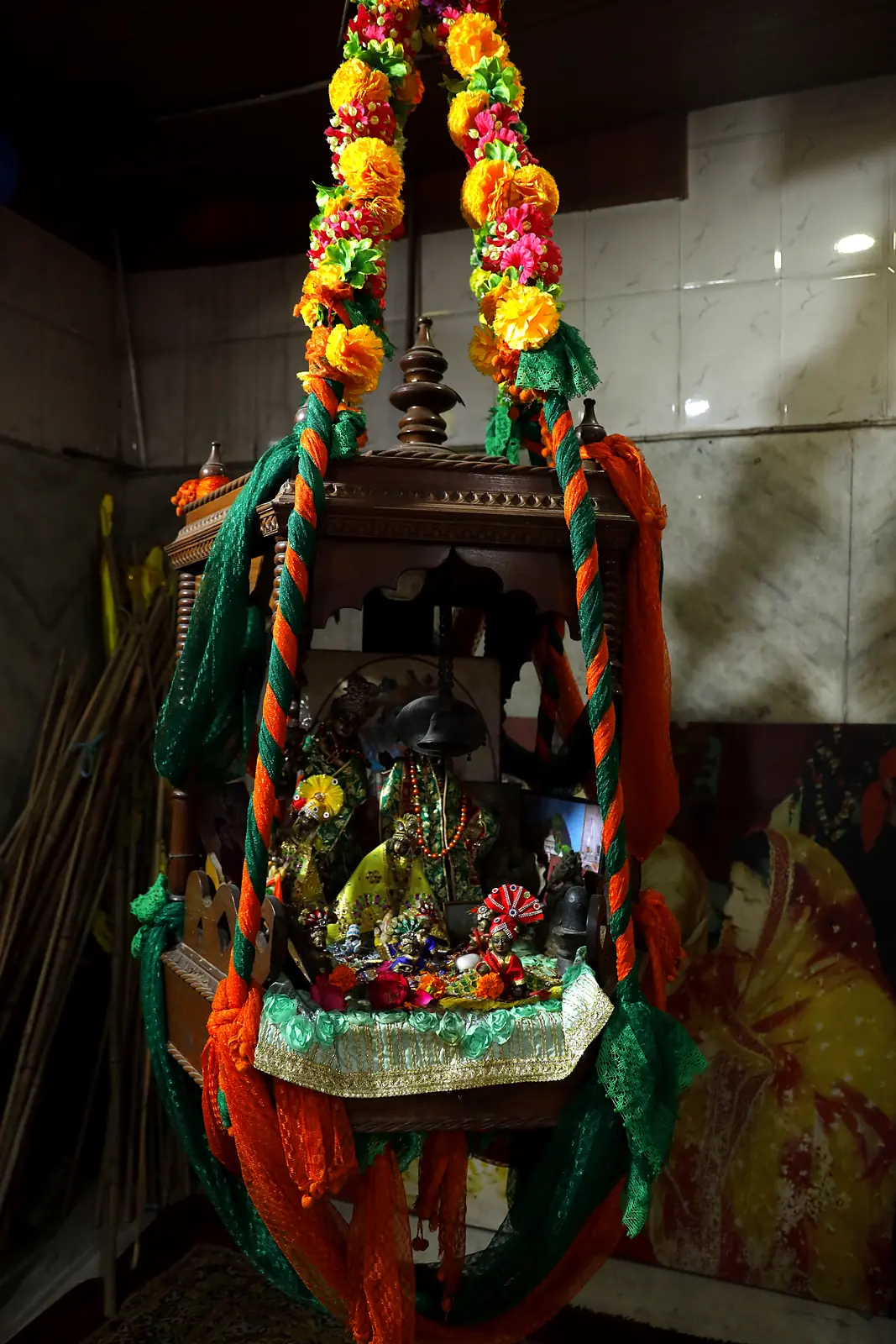 Laddu Gopal in the decorated jhula