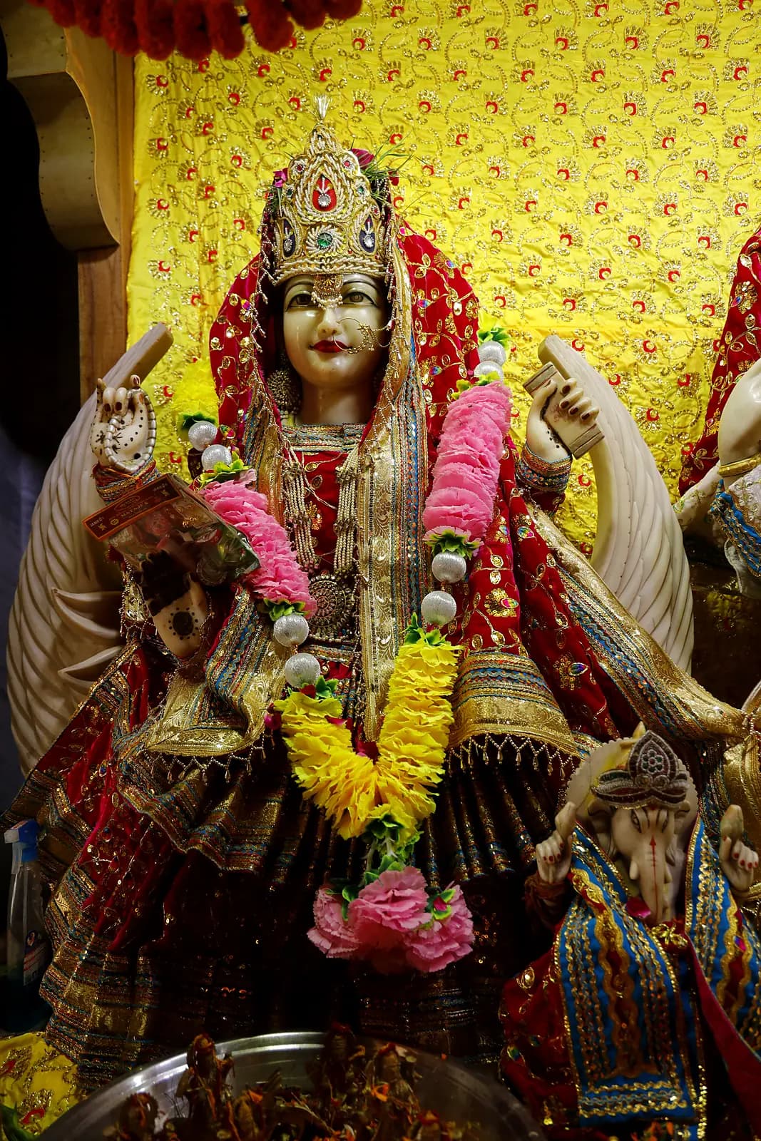 Mata Rani in red chunri and shringar