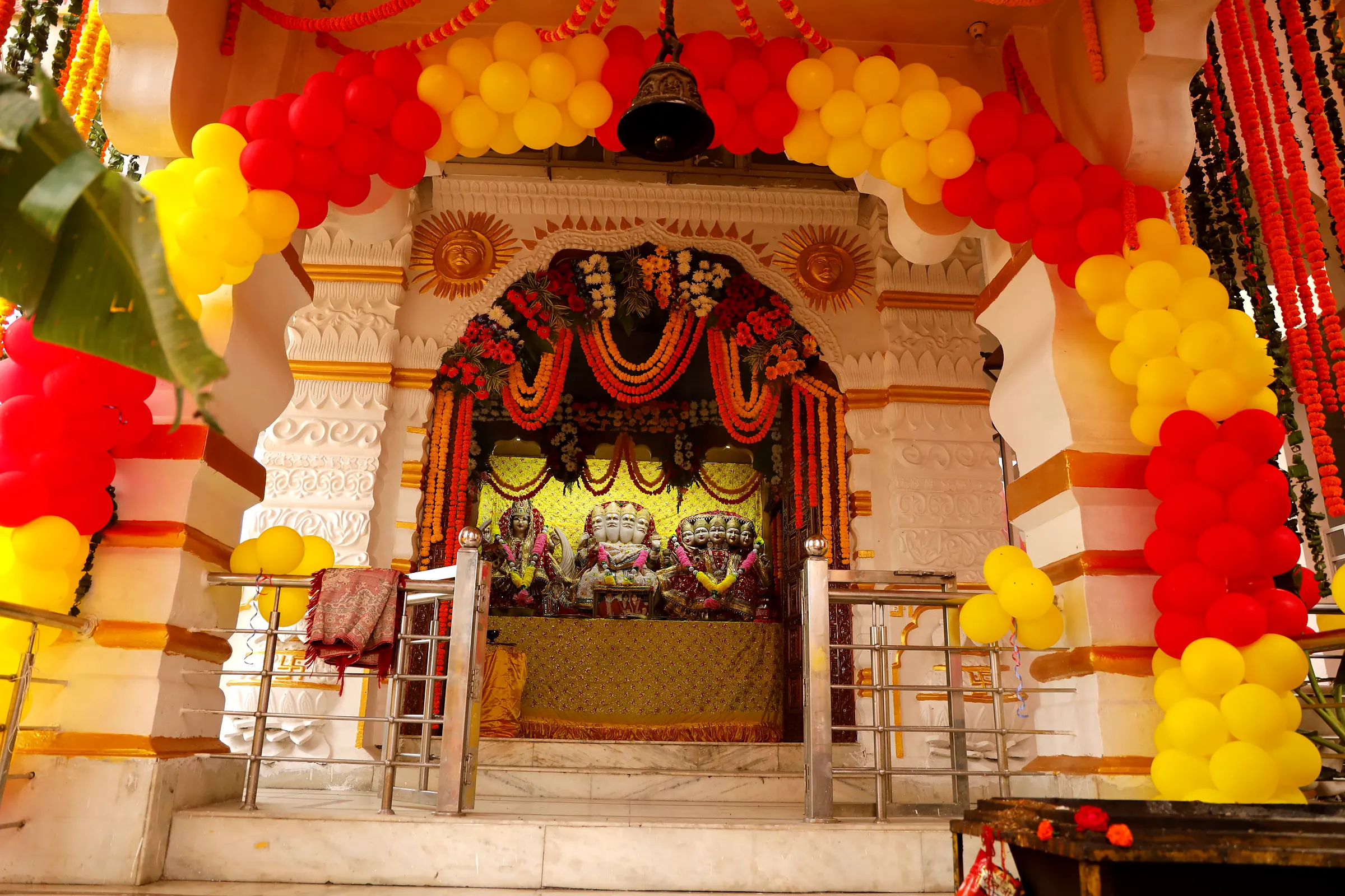 Sanctum entrance decorated for the utsav